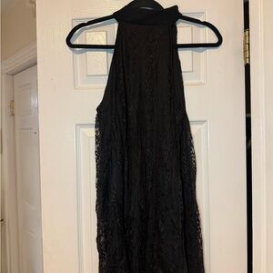 Elegant Black Lace Halter Dress